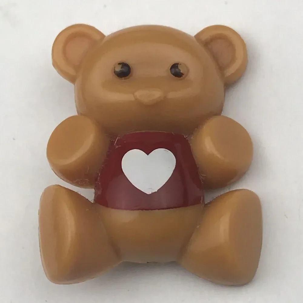 Avon Pin Brooch Vintage Light Brown Red Teddy Bear Heart Collectible Charming